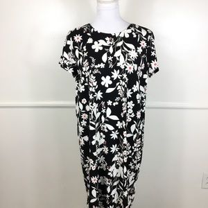 J. Jill Black White Floral Dress Womens Medium